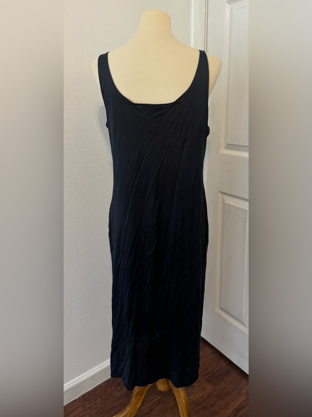 Hanro Switzerland Mercerized Cotton Black Slip Dress Minimalist Luxury Lounge Lg - Picture 4 of 11